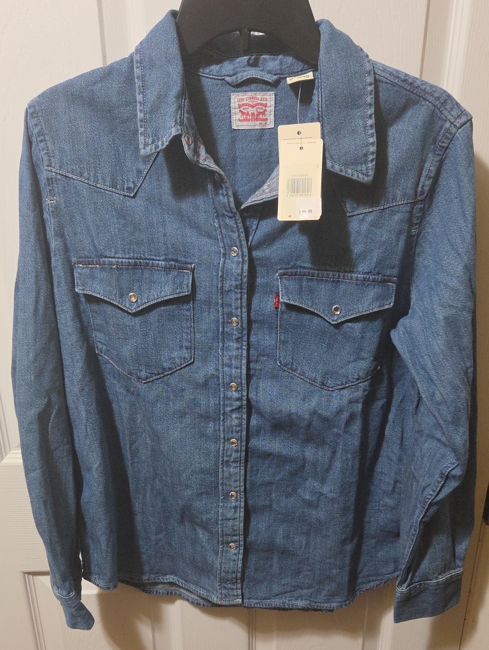 Levi's Men's Dark Blue Denim Western Button-Down Shirt